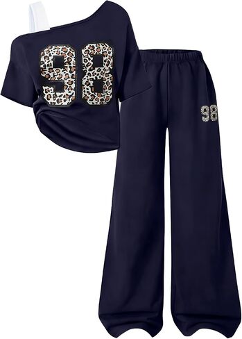 Teen Girls Clothes Off the Shoulder Top and Wide Leg Pants Matching Outfit Set with Pockets Size 7-16 in Kuwait