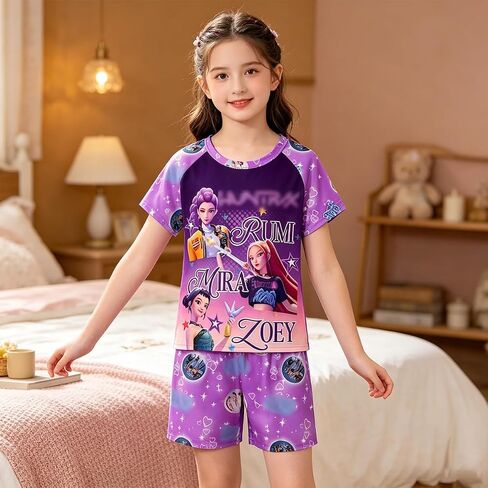 LEKAI Summer 2 Piece Short-Sleeve Set Girls 5–14 Yrs T Shirt Shorts-Gifts for Girls in Saudi Arabia