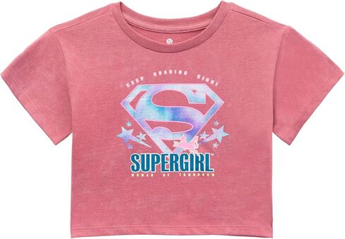 مجموعة تي شيرت وسترة قصيرة للفتيات من DC Comics Justice League Supergirl مكونة من قطعتين من الأطفال الصغار إلى الأطفال الكبار in Kuwait