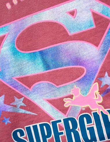 مجموعة تي شيرت وسترة قصيرة للفتيات من DC Comics Justice League Supergirl مكونة من قطعتين من الأطفال الصغار إلى الأطفال الكبار in Kuwait