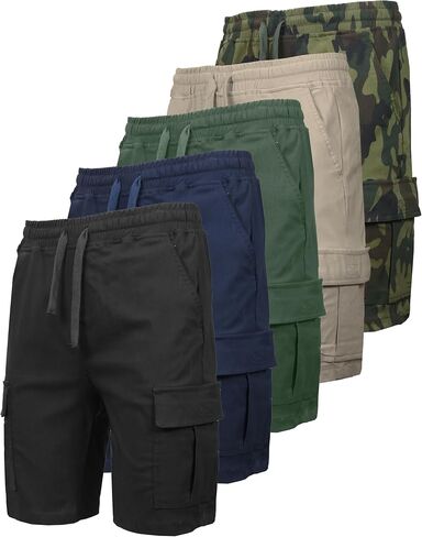 شورت Galaxy من Harvic Cargo للرجال 5 قطع - جيوب مطاطية قابلة للسحب على الخصر، قماش مرن في 4 اتجاهات (S-2XL) in Kuwait