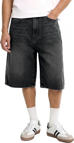 شورت جينز فضفاض للرجال من Comdecevis مقاس فضفاض من Jorts Y2K شورت جينز من قماش الدنيم in Saudi Arabia