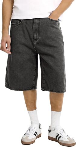 شورت جينز فضفاض للرجال من Comdecevis مقاس فضفاض من Jorts Y2K شورت جينز من قماش الدنيم in Kuwait