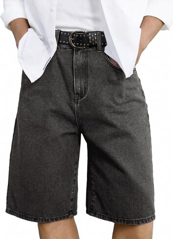 شورت جينز فضفاض للرجال من Comdecevis مقاس فضفاض من Jorts Y2K شورت جينز من قماش الدنيم in Kuwait