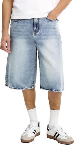 شورت جينز فضفاض للرجال من Comdecevis مقاس فضفاض من Jorts Y2K شورت جينز من قماش الدنيم in Kuwait