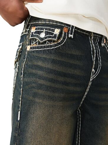 True Religion Men’s Vinny Super T Flap Baggy Fray Short – Super T Stitching, Horseshoe Detailing in Kuwait