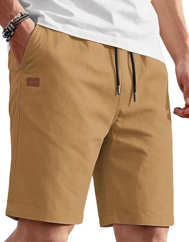 COOFANDY Men's Casual Shorts 9'' Cotton Drawstring Elastic Waist Lightweight Summer Beach Shorts with Pockets in Saudi Arabia