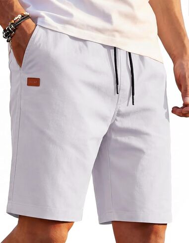 COOFANDY Men's Casual Shorts 9'' Cotton Drawstring Elastic Waist Lightweight Summer Beach Shorts with Pockets in Saudi Arabia