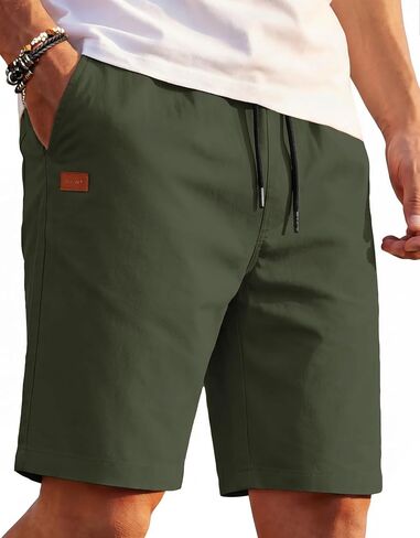 COOFANDY Men's Casual Shorts 9'' Cotton Drawstring Elastic Waist Lightweight Summer Beach Shorts with Pockets in Saudi Arabia