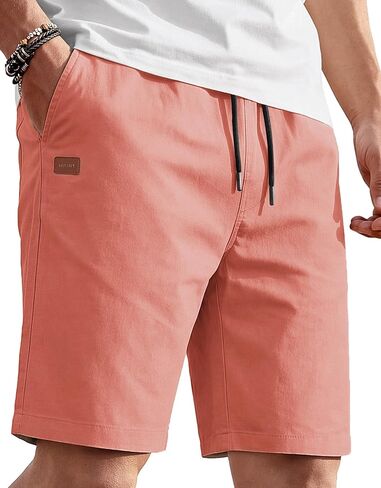 COOFANDY Men's Casual Shorts 9'' Cotton Drawstring Elastic Waist Lightweight Summer Beach Shorts with Pockets in Saudi Arabia