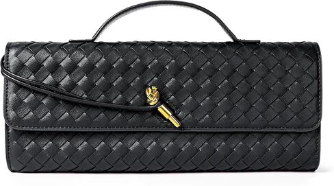 Joryin Woven Purse for Women Evening Clutch Woven Leather Handbags Crossbody Bag Purse Formal Evening Bag, Vegan Leather in Kuwait