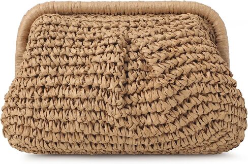Clothirily Straw Clutch Purses for Women, Cloud Dumpling Woven Bag with Detachable Chain, Beach Crossbody Shoulder Handbag in Kuwait