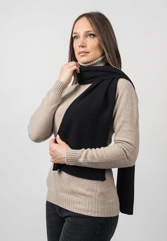 Dalle Piane Cashmere Womens 100% Regenerated Cashmere Scarf | Warm scarf, 12x63in, fall and winter, regenerated cashmere, conscious gift for women, sustainable present, Made in Italy in Saudi Arabia