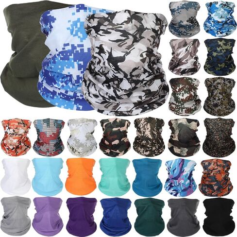 Tarpop 12/30 Pcs Neck Gaiters Scarf Elastic Wrap Headband Sweat Absorbing Bandana for Women Men Sports Yoga Running in Kuwait
