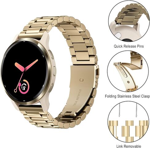 متوافق مع سوار ساعة Garmin Vivoactive 5/Vivoactive 6/3، 20 مم من الفولاذ المقاوم للصدأ 2 عبوة من المعدن والشبك لسوار المعصم لـ Forerunner 165/55/245/570-42 مم/Venu/Venu Sq للنساء والرجال in Kuwait