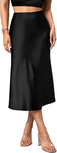 Women's Satin Midi Skirt Elegant Fishtail Silk A Line Casual Skirts for Party Wedding in Kuwait