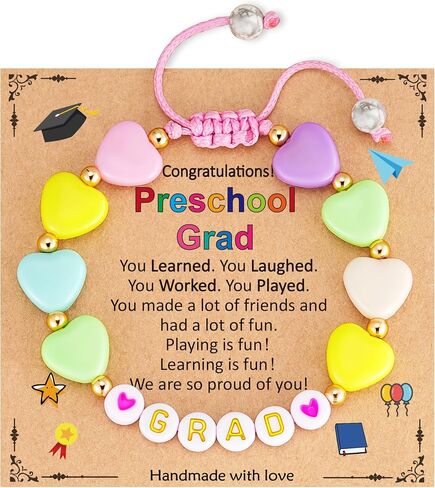 Kindergarten Preschool Graduation Gifts for Girls Kids, Adjustable Heart Bracelet Class of 2026 Grad Graduation Jewelry Gifts in Saudi Arabia