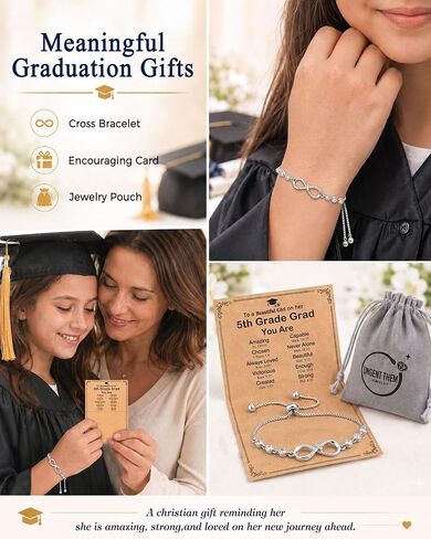 UNGENT THEM Infinity Love CZ Cross Bracelet-5th 8th Christian Graduation Gifts for Girls Her in Kuwait