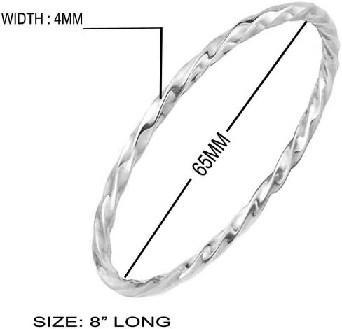 Ritastephens Sterling Silver Twisted Stackable Slip On Bangle Bracelet 8 Inches in Kuwait