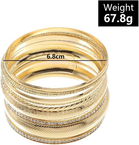 COLORFUL BLING Boho Gold Indian Multi Cuff Bangle Bracelet Layered Rhinestone Pearl Stackable Cable Smooth Bracelet Set Bohemian Jewelry for Women-rhinestone in Saudi Arabia