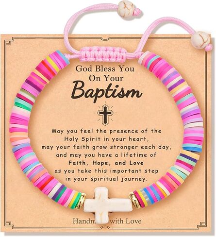 Baptism Cross Bracelet for Girl Gifts, First Communion Confirmation Christening Gifts for Boys, Kids,Teenage Girls, Daughter Granddaughter Godchild Niece Sister in Saudi Arabia