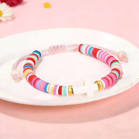 Baptism Cross Bracelet for Girl Gifts, First Communion Confirmation Christening Gifts for Boys, Kids,Teenage Girls, Daughter Granddaughter Godchild Niece Sister in Saudi Arabia