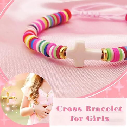 Baptism Cross Bracelet for Girl Gifts, First Communion Confirmation Christening Gifts for Boys, Kids,Teenage Girls, Daughter Granddaughter Godchild Niece Sister in Saudi Arabia