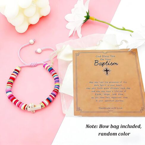Baptism Cross Bracelet for Girl Gifts, First Communion Confirmation Christening Gifts for Boys, Kids,Teenage Girls, Daughter Granddaughter Godchild Niece Sister in Saudi Arabia