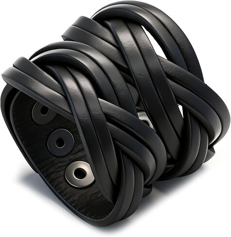 Xusamss Female Leather Cuff Bracelet Braided Wide Wristband Punk Rock Western Vintage Adjustable Wrist Bracelet Gothic Jewelry in Kuwait