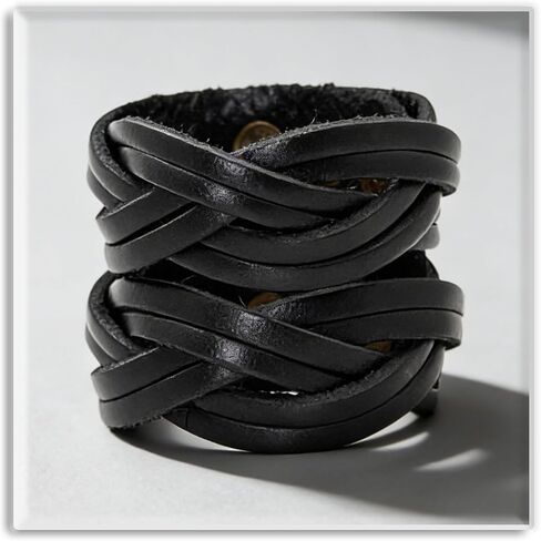 Xusamss Female Leather Cuff Bracelet Braided Wide Wristband Punk Rock Western Vintage Adjustable Wrist Bracelet Gothic Jewelry in Kuwait