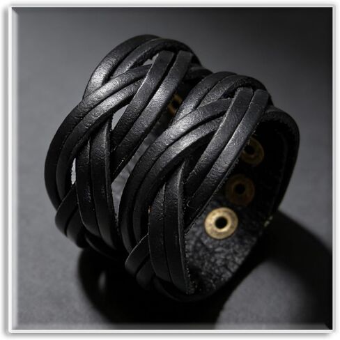 Xusamss Female Leather Cuff Bracelet Braided Wide Wristband Punk Rock Western Vintage Adjustable Wrist Bracelet Gothic Jewelry in Kuwait