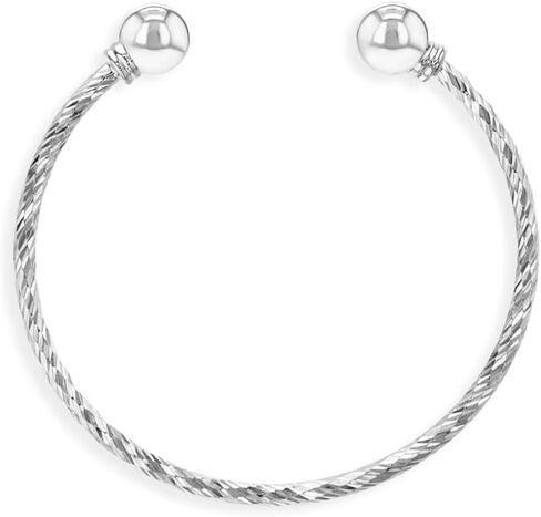 In Season Jewelry Silver Cuff Bangle Toddler Bracelets - Hypoallergenic 925 Sterling Silver Bracelet for Babies & Young Kids - Jewelry Gifts for Little Girls - 4.5 inches in Kuwait