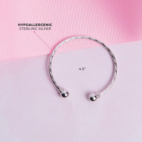In Season Jewelry Silver Cuff Bangle Toddler Bracelets - Hypoallergenic 925 Sterling Silver Bracelet for Babies & Young Kids - Jewelry Gifts for Little Girls - 4.5 inches in Kuwait