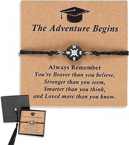Ayland Compass Graduation Bracelet 2026, Graduation Gift for Her Him the Adventure Begins Bracelet, Adjustable Unisex Bracelet for College University Middle High School Student Grad Present in Saudi Arabia