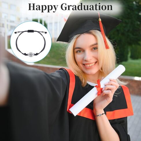 Ayland Compass Graduation Bracelet 2026, Graduation Gift for Her Him the Adventure Begins Bracelet, Adjustable Unisex Bracelet for College University Middle High School Student Grad Present in Saudi Arabia