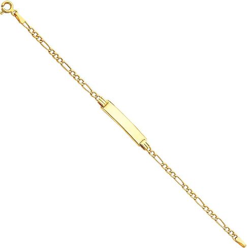 Wellingsale 14k Yellow Gold Brilliant 2.5mm Hollow ID Figaro Bracelet with Spring Ring Clasp - 6" in Kuwait