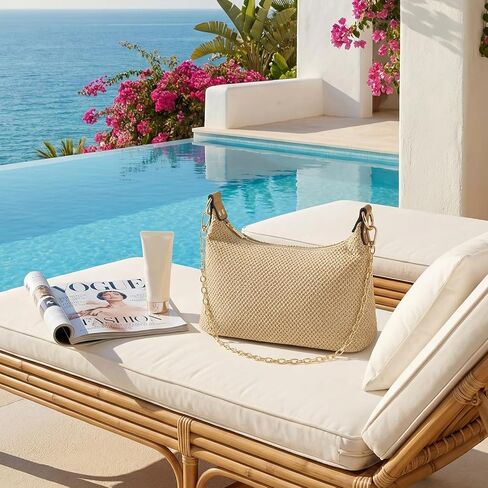 ALUDAPIJU Straw Shoulder Bag for Women Summer Small Boho Woven Shoulder Purse Beach Vacation Tote Bag Handbag in Kuwait
