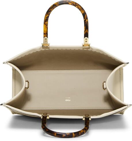 FENDI Pre-loved White Calfskin Sunshine Shopper Medium, White in Kuwait