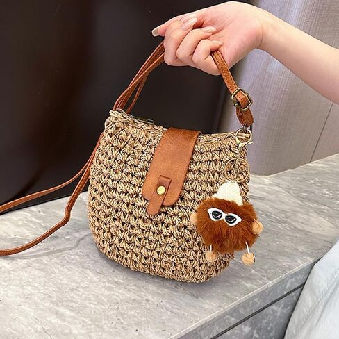 Straw Crossbody Bag,Handmade Casual Beach Purse,Cute Womens Small Handbag,Ladies' Handmade Hobo Tote in Saudi Arabia
