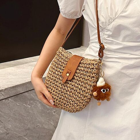 Straw Crossbody Bag,Handmade Casual Beach Purse,Cute Womens Small Handbag,Ladies' Handmade Hobo Tote in Saudi Arabia