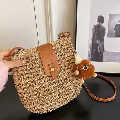 Straw Crossbody Bag,Handmade Casual Beach Purse,Cute Womens Small Handbag,Ladies' Handmade Hobo Tote in Saudi Arabia