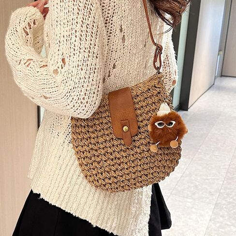 Straw Crossbody Bag,Handmade Casual Beach Purse,Cute Womens Small Handbag,Ladies' Handmade Hobo Tote in Saudi Arabia