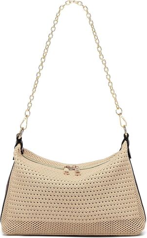 Crochet Shoulder Bag for Women Soft Mesh Woven Beach Shoulder Purse Handbag Summer Vacation Casual Knit Shoulder Hobo Bag in Saudi Arabia