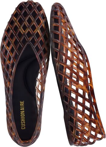 CUSHIONAIRE Siesta Modern Lattice Ballet Flats for Women, Comfortable Slip On Pointed Toe Womens Jelly Shoes in Kuwait