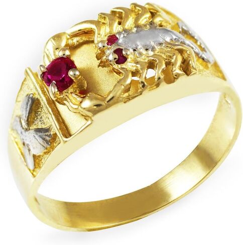 14K Two-Tone Gold Red CZ Men's Scorpion Ring in Kuwait