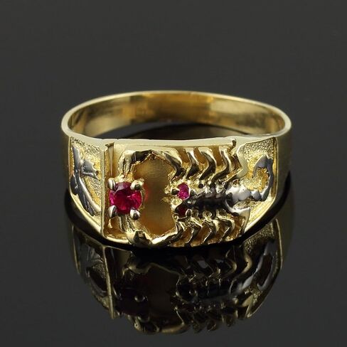 14K Two-Tone Gold Red CZ Men's Scorpion Ring in Kuwait
