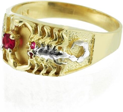 14K Two-Tone Gold Red CZ Men's Scorpion Ring in Kuwait