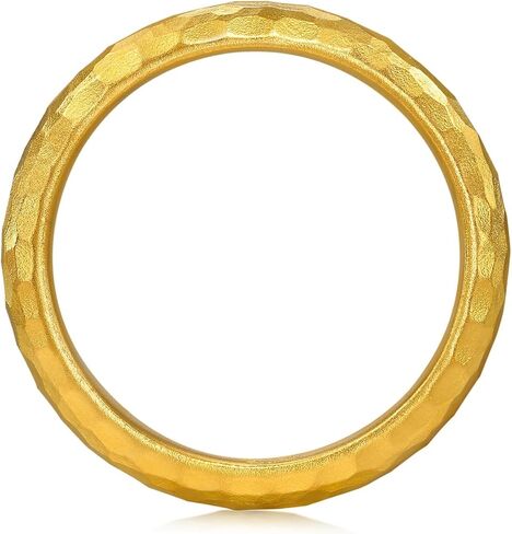 CHOW SANG SANG Cultural Blessings 999.9 24K Solid Gold Price-by-Weight Gold Hammered Finished 4mm, 5mm Band Ring for Women and Men 94176R 94177R in Kuwait