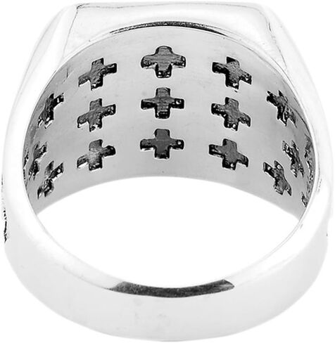 Men's 10k White Gold Crusaders Band Jerusalem Cross Ring in Kuwait
