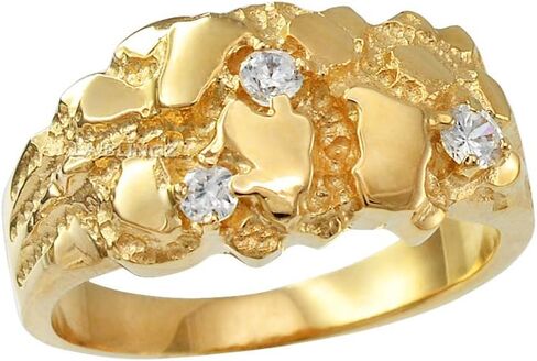 14K Yellow Gold Elegant CZ Nugget Ring in Kuwait